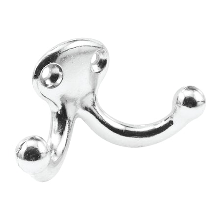 Prime-Line Double Wardrobe Hanger, Cast Aluminum, Polished Nickel Plated, 2-Hooks, PK2 MP10553